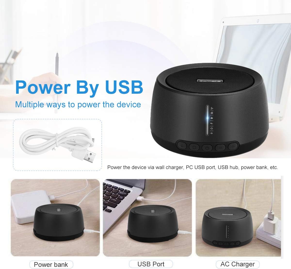 Sound Machine for Office Privacy, White Noise Machine for Sleeping Adults with 30 Non-Looping HiFi Soothing Sound, Memory Function and Timer Sound Machine for Adult Kid Home Office Travel