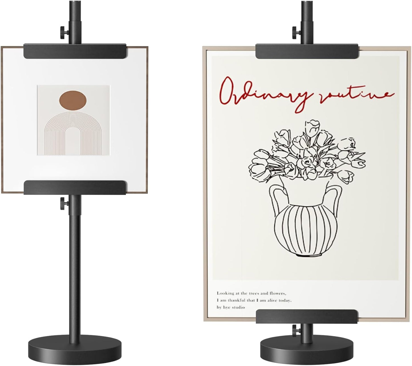 DTK Tabletop Easel,Height Adjustable Easel Stand for Picture Frame up to 24.8"H,Poster Stand,Art Display Easel for Signs,Art or Picture,Metal Sign Stand for Home,Events or Shop,Table top Easel(Black)