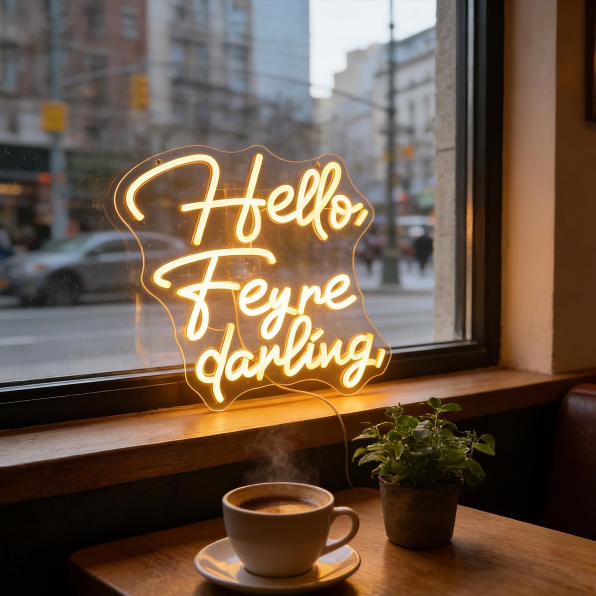 "Hello, Feyre Darling" Bookish Quote Light - Whimsical LED Decor for Fan's Bedroom, Reading Nook or Bookshelf Decor, Dimmable USB, Magical Gift for ACOTAR & SJM Fans
