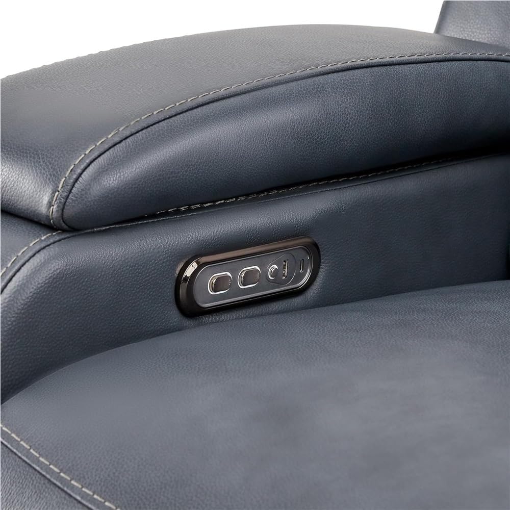 Modern Power Recliner Chair with Power Headrest, Leather Electric Reclining Sofa for Living Room, Hidden Storage Armrest & USB Port, Motorized Home Theater Seating for Adults