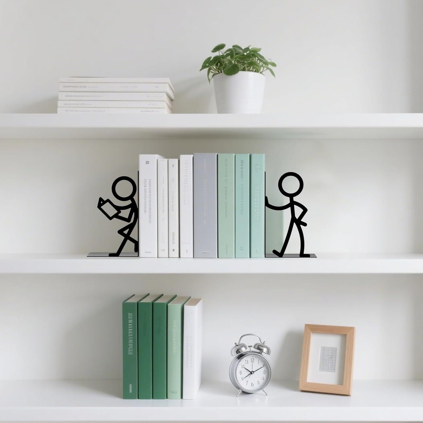 Metal Bookends People Bookends Decorative Cute Book Ends for Shelves Bookshelf Home Office Desk Reading Decor Bookshelf Decor for Book Lovers Gift