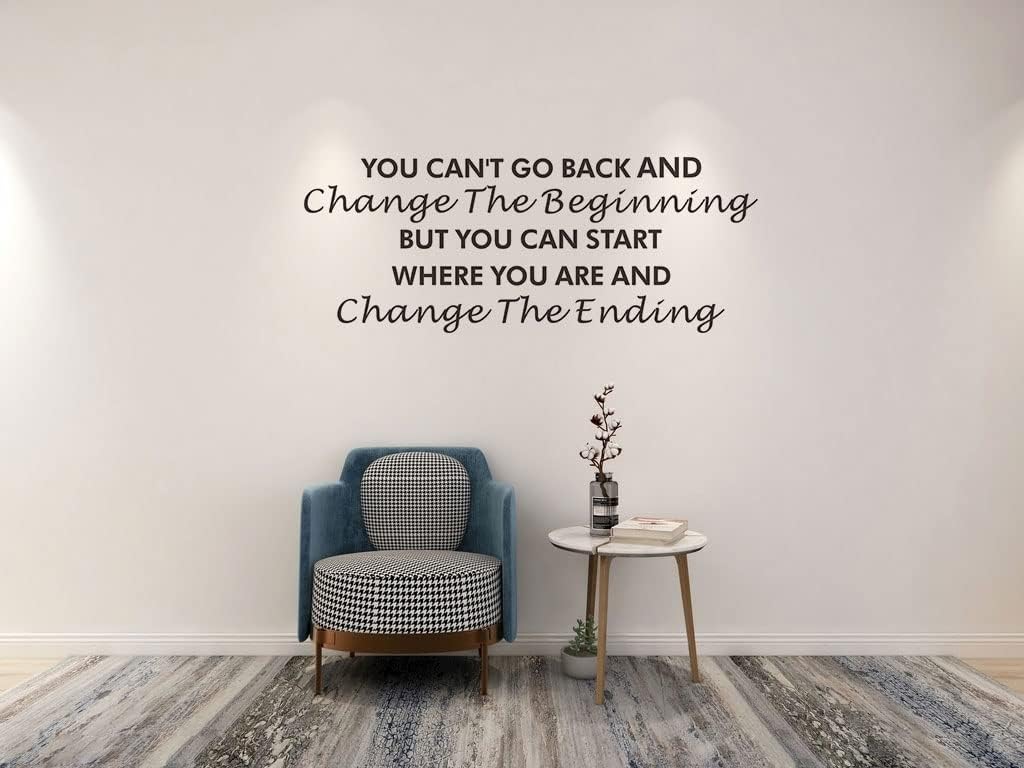 Inspirational Quotes Wall Decals,You Can't Go Back and Change The Beginning Motivational Saying Wall Stickers for Classroom Kid's Room Office, Ability Attitude Positive Vinyl Removeble Wall Art