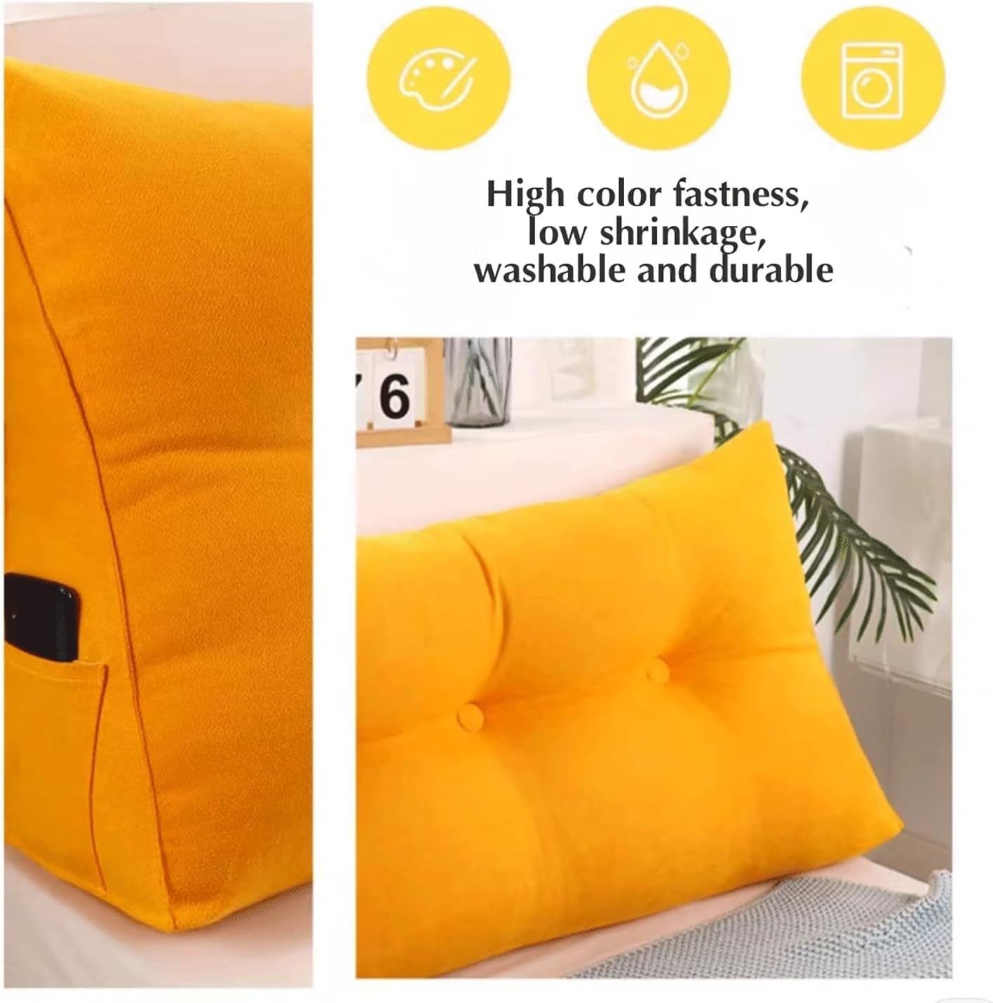 Large Reading Pillow Bolster Triangular Headboard Backrest Positioning Back Support Wedge Pillow for Bed and Sofa with Removable Cover(Size:100x20x50cm(39x7.8x20),Color:Green)
