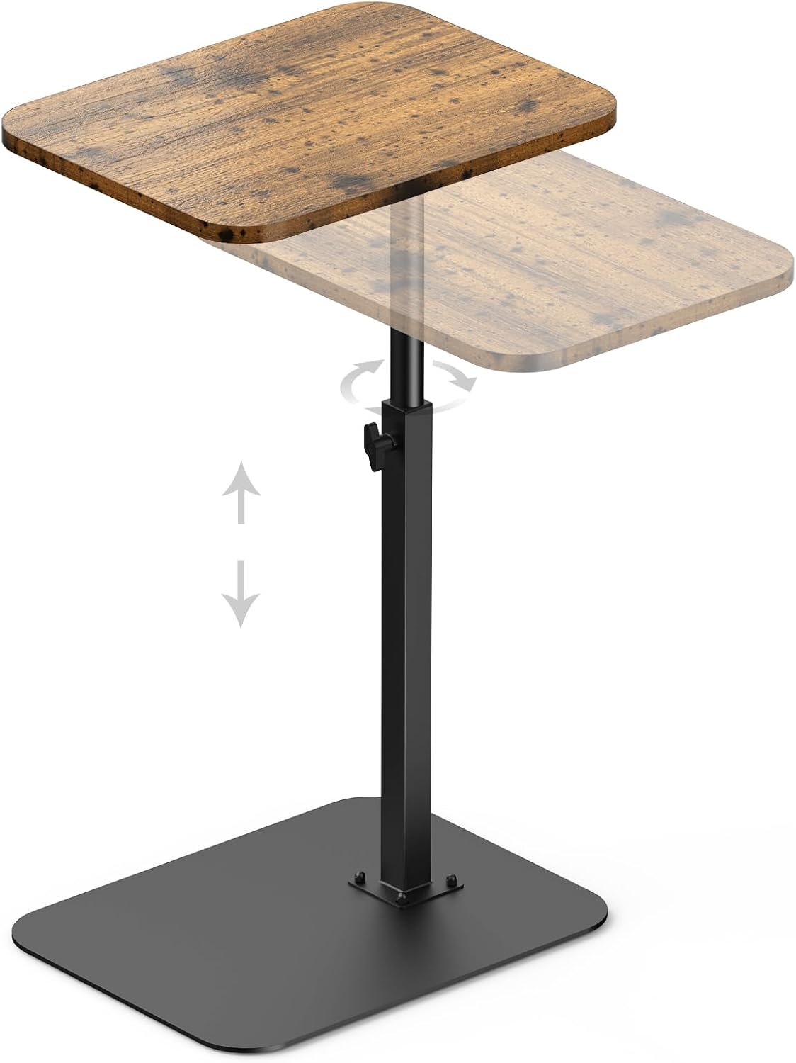 TV Tray Side Table Sofa Tray for Couch Heavy Metal Base Swivel/Adjustable Height, Sofa Bed Bathroom Living Room, Study TV Tray C Shaped End Table Food Snack Trays for Eating Small Spaces