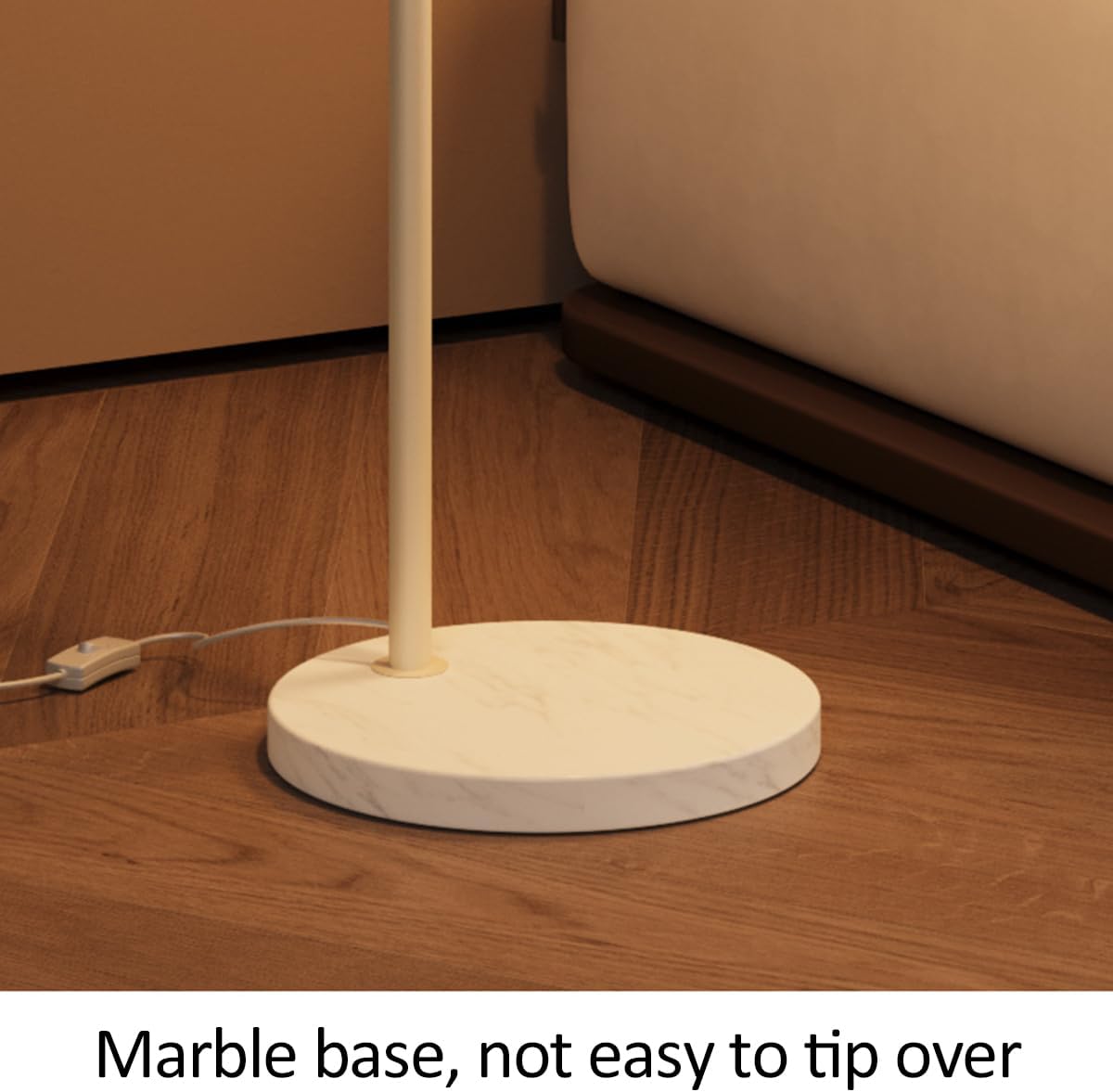 Orange Glass Shade Floor Lamp Adjustable Height Tall Light Bedside Standing Reading Lamp Arc Floor Lamps Rust-Proof Iron Pole Light with Push Button Switch for Living Room Hotel Studio