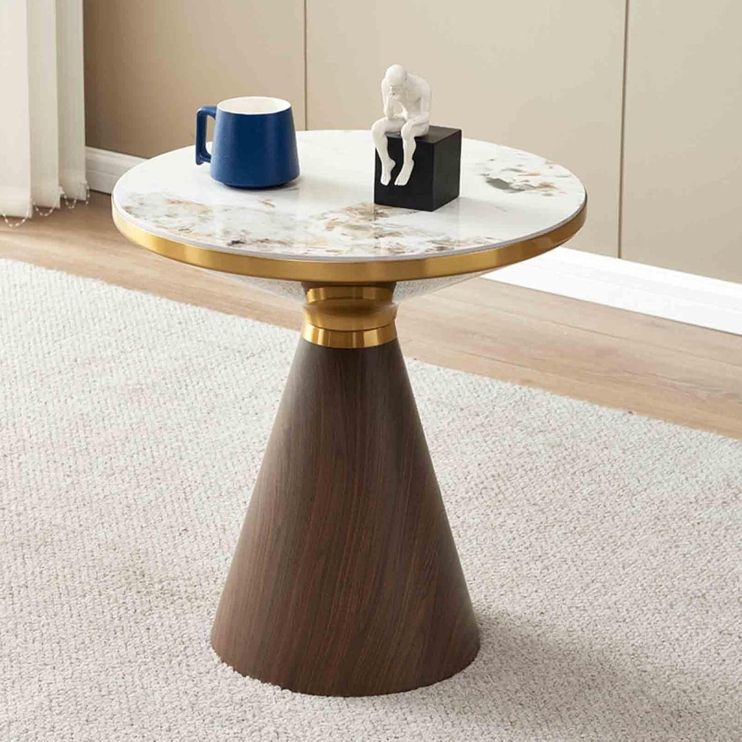 Generic Round Coffee Table Circle Side End Tables for Living Room, Night Stand Tea Table with Storage, Nightstand Bedside Tables for Small Spaces, Bedroom, Small Couch Table