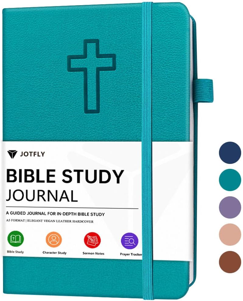Bible Study Journal - Church Notes Notebook for Note Taking & Reflection - Guided Bible Study Notebook - Faith-Based Religious Gifts & Bible Study Supplies (Aquamarine)
