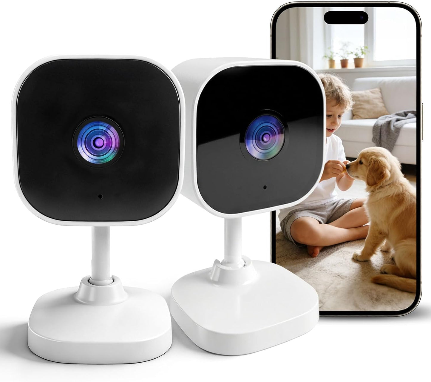 2K Cameras for Home Security Dual-Band 5G/2.4GHz WiFi Security Indoor Camera for Baby Pet Dog Cat Elder AI Motion Detect 2-Way Audio Night Vision 24/7 Local Recording SD Cloud Storage 2 Pack