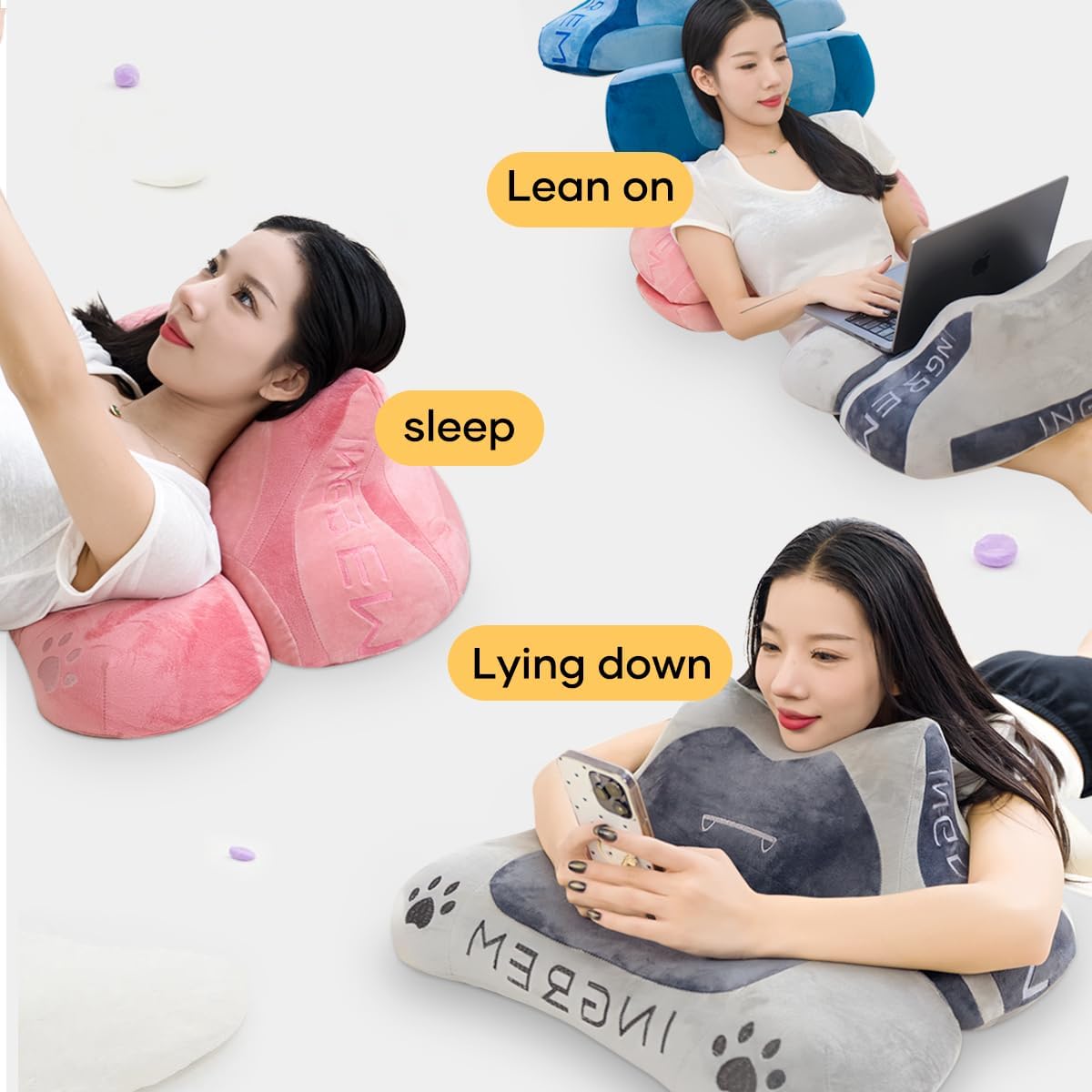 INGREM Multi Functional Memory Sponge Pillow, Relaxing Shoulders and Neck, Relieving Shoulder and Neck Fatigue, Ergonomically Designed, Suitable for Standing, Sitting, and Llying Down (Blue)
