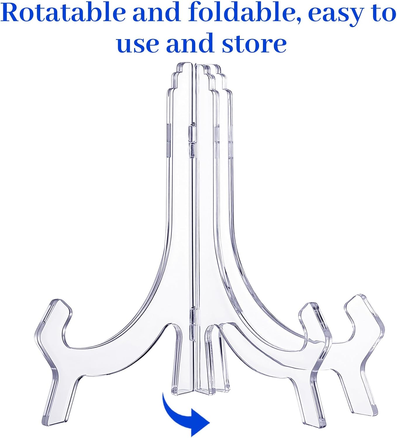 2 Pcs Acrylic Plate Stands, 6.3" Clear Decorative Plate Holder, Folding Easel For Card, Frame, Picture, Magazine, Book, CD, Tables Decoration
