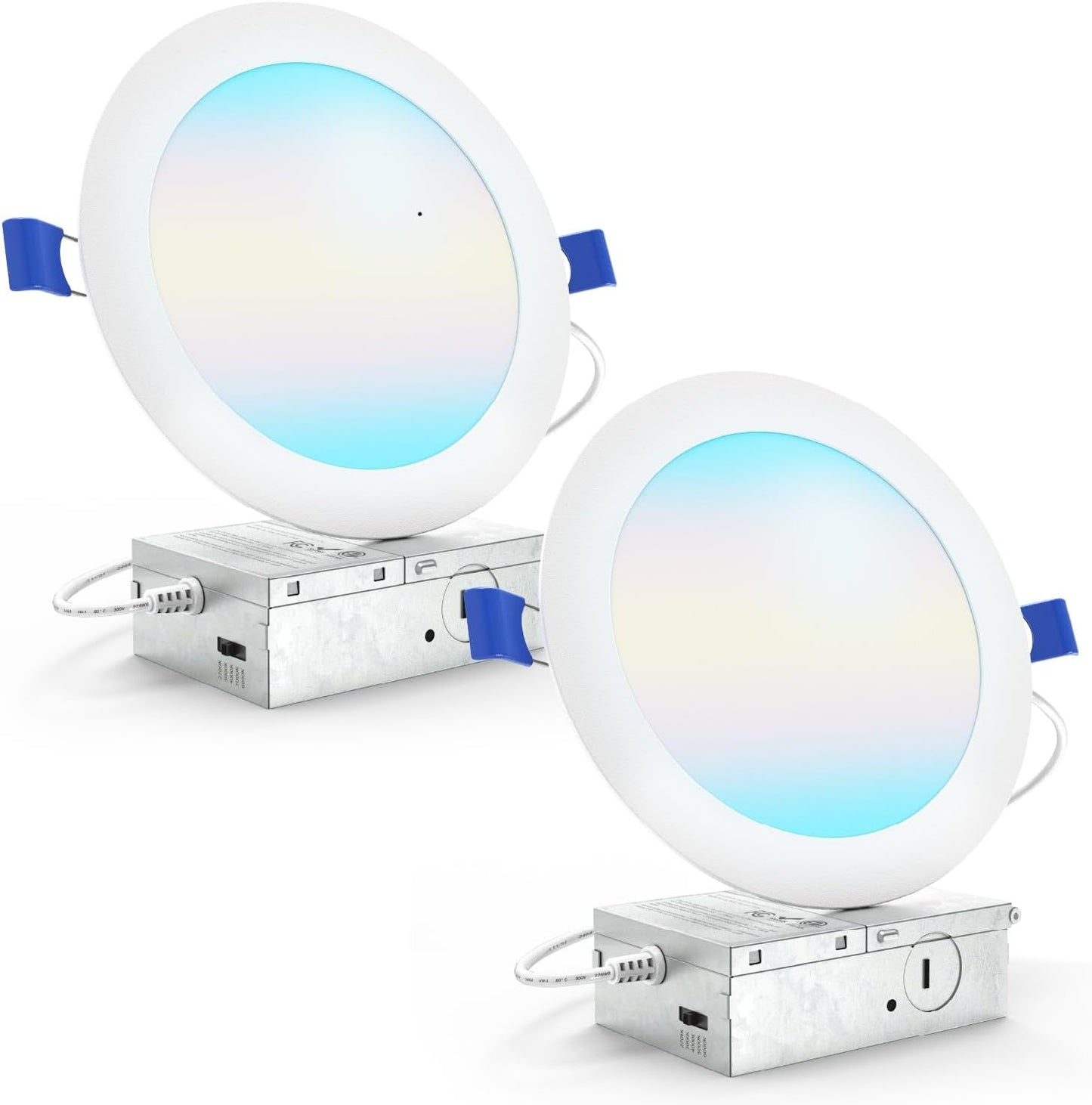 Sunco 6 Inch LED Recessed Light, Canless Ceiling Lights Slim with Junction Box, 1200 LM, 14W (100W Equivalent), Selectable CCT 2700K/3000K/4000K/5000K/6000K, Dimmable, Wafer Thin ETL 2 Pack