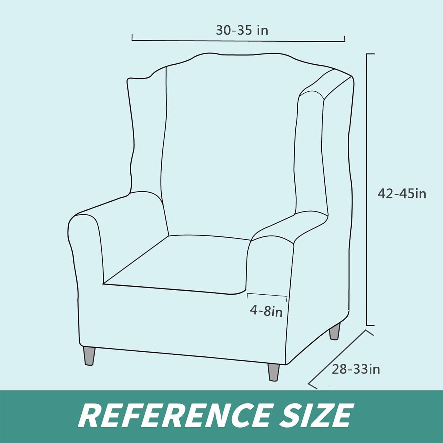 YEMYHOM 1 Piece Stretch Wingback Chair Slipcover Latest Jacquard Design Wing Chair Cover Non Slip Furniture Protector with Foam Rods for Living Room (Wing Chair, Light Gray)
