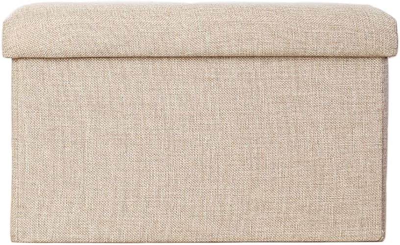 ZLY 접이식 스툴 보관 오토만 폴리에스터 원단 리넨 발 받침대 시트 클러터 컬렉션 35.6cm x 20.3cm