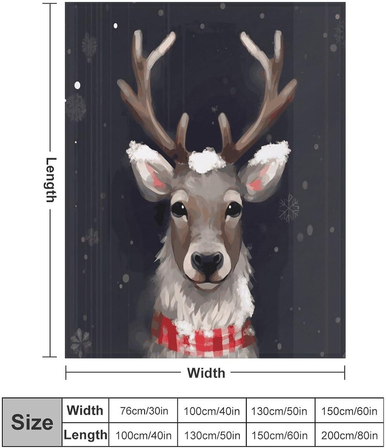 Reindeer Blanket Super Soft Lightweight Throw Blanket Cute Cozy Warm Bed Blanket Decorative Fuzzy Blanket All-Season Home Decor Gift for Sofa Couch Living Room 60"*80"（150 * 200cm）