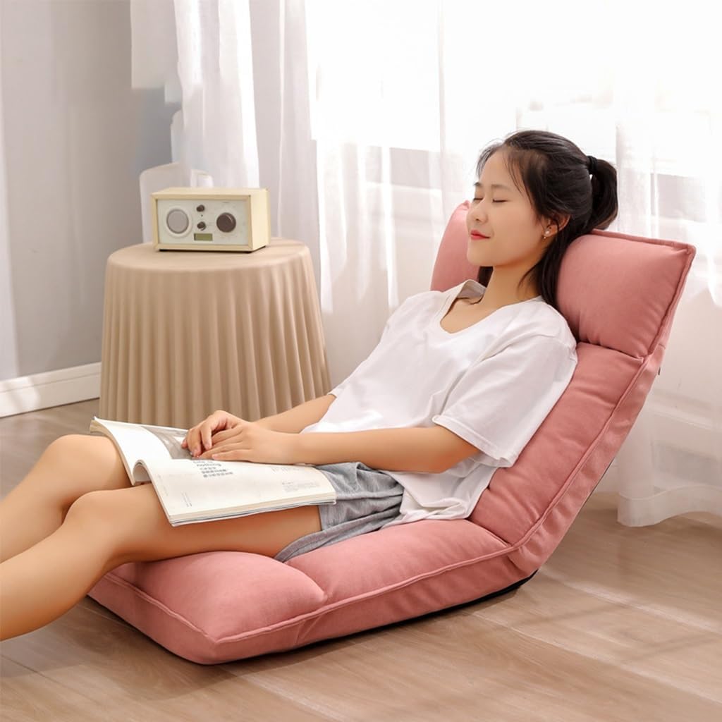 Foldable Recliner Chair Single Sofa Lazy Lounge Chairs Seat, Cozy Small Couch for Small Spaces, Office, Folding Lawn Chairs Reclining Living Room Lounge Chairs Adjustable Backrest(White)