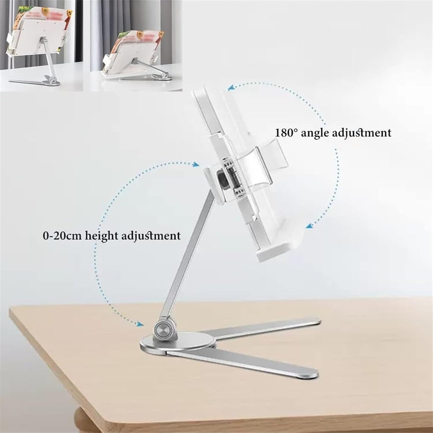 Book Stand for Reading, Cookbook Holder Stand, Book Stand for Reading Adjustable Height, Laptop Stand for Desk, Tablet, Ereader Stand, Recipe Holder (Color : Blue) (Silver) (Blue)
