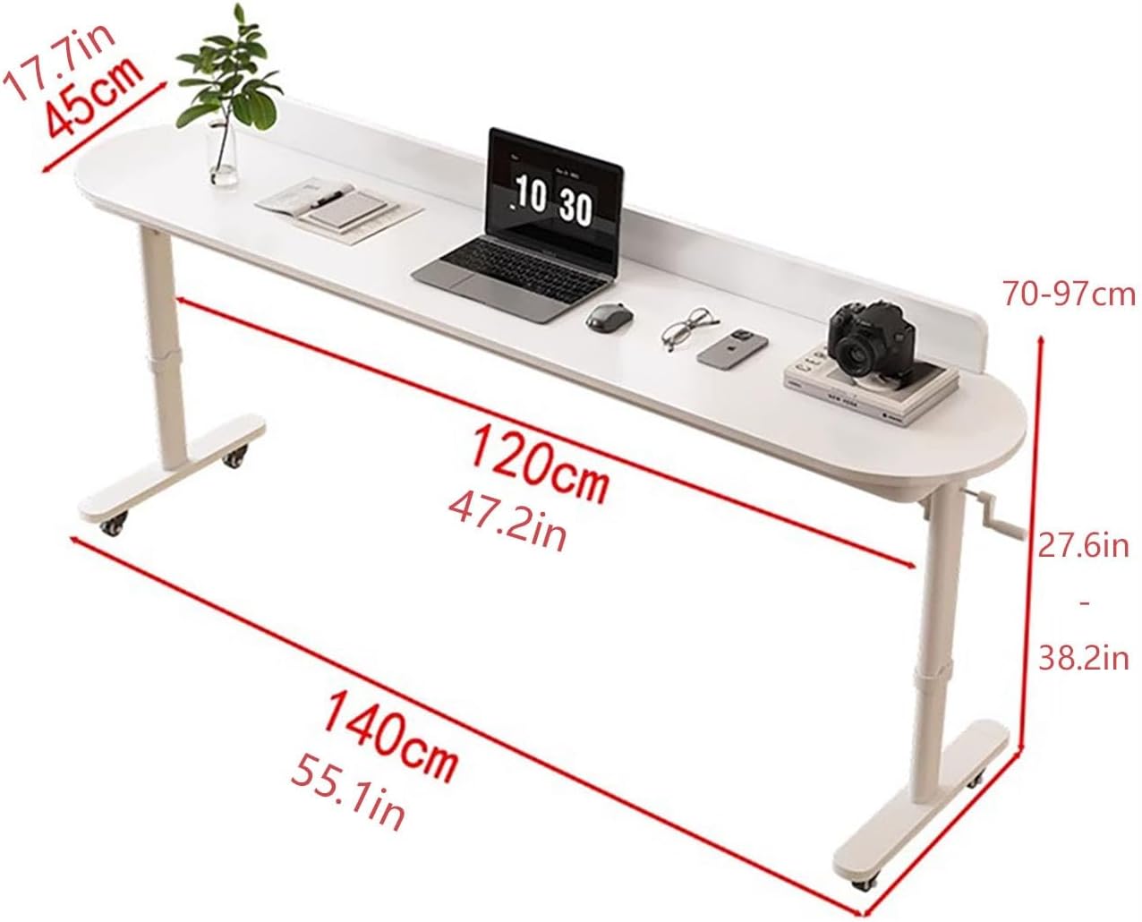 Queen Size Mobile Bed Desk,Standing Workstation Laptop Cart,Adjustable Height Bed Laptop Table,Adjustable Overbed Table,for Eating,Working or Reading.