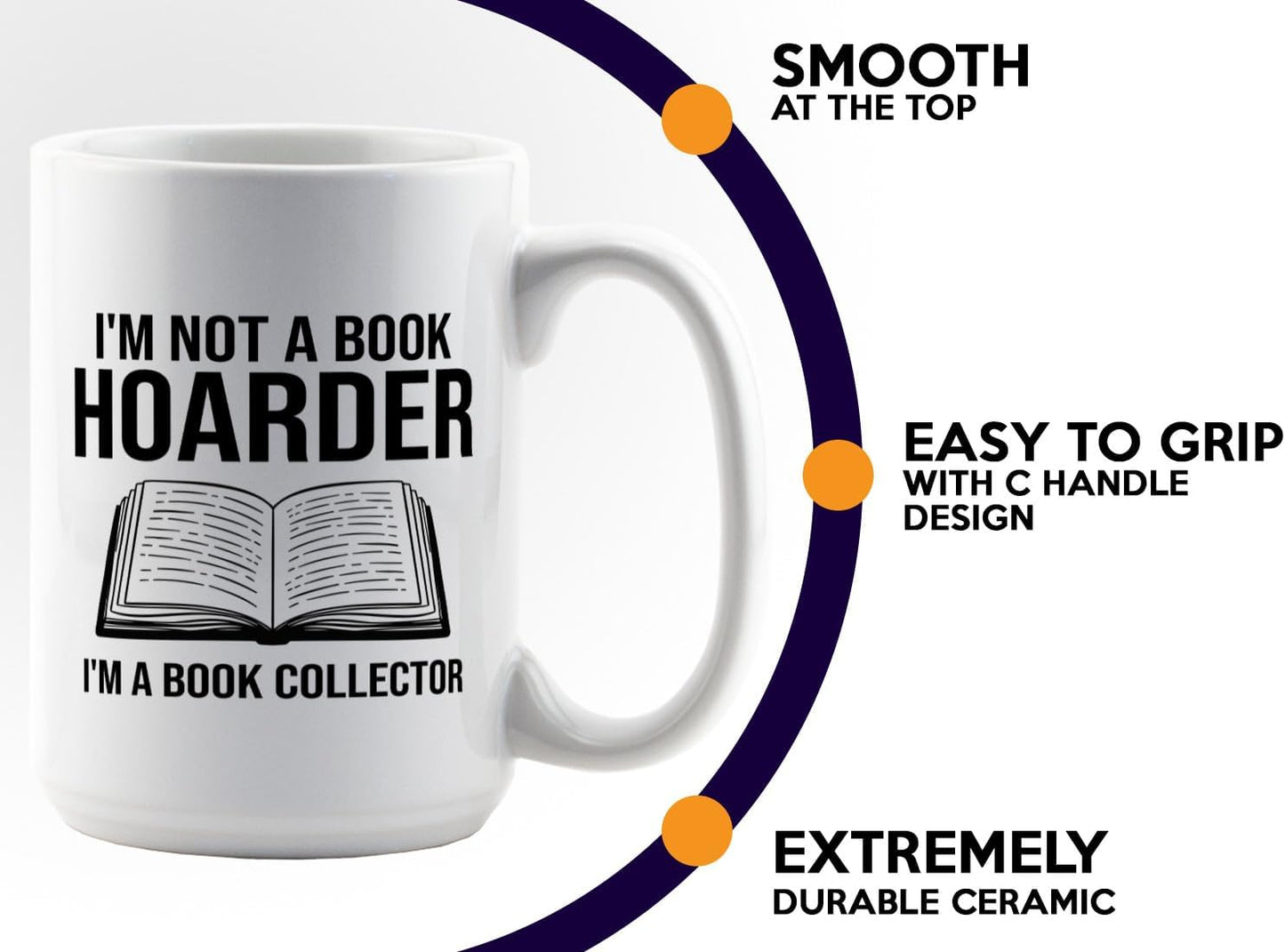 Book Lover Coffee Mug 15oz White -Im not a - Bookworm Literature Library Book Lover Reader Booked Editor Intellectual Studious