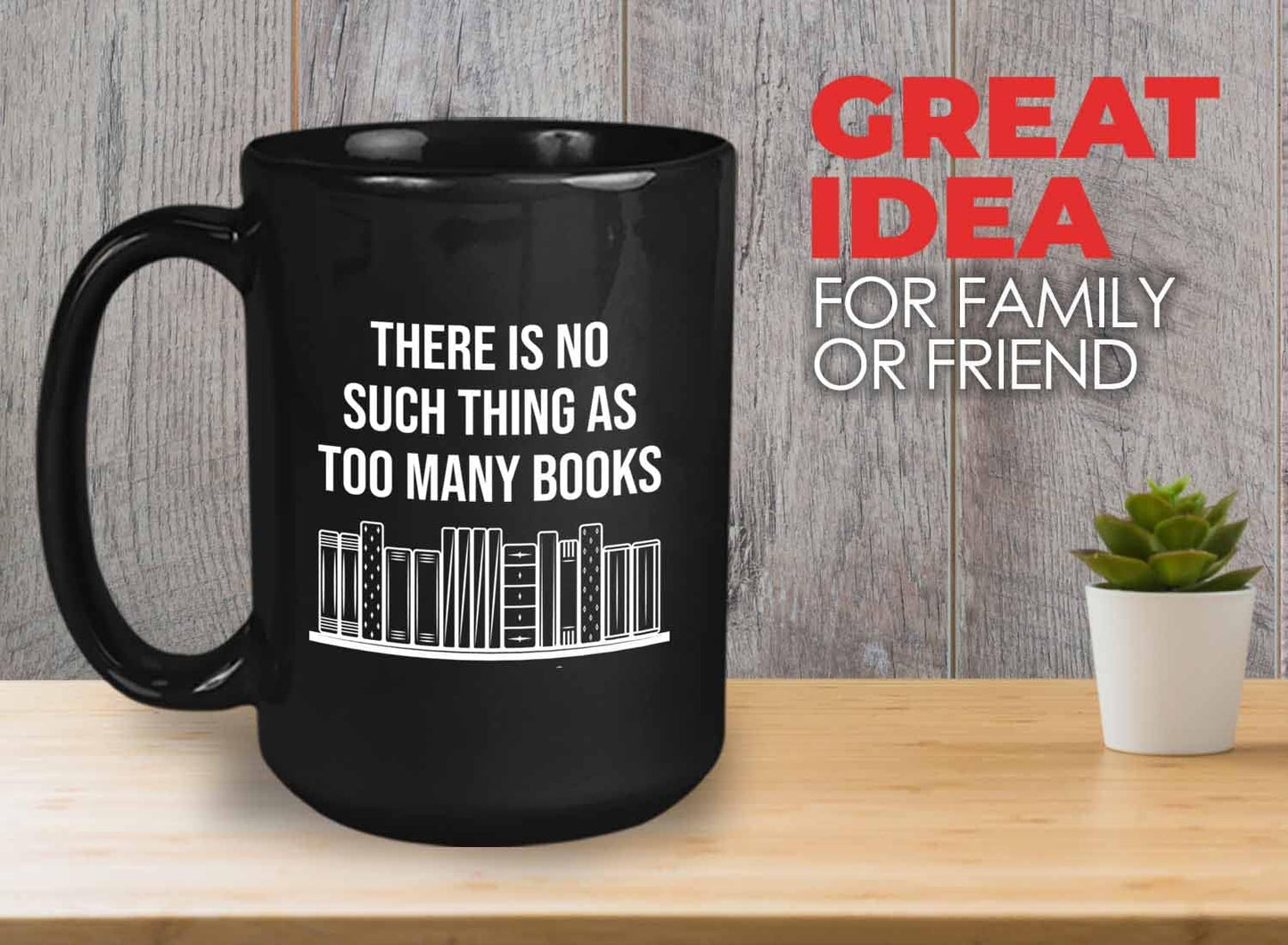 Bubble Hugs Writer Coffee Mug 15oz Black - there is no such thing as too many books - Reading Book Lover for Bookworm Bibliophile Librarians Author Readers Bookish