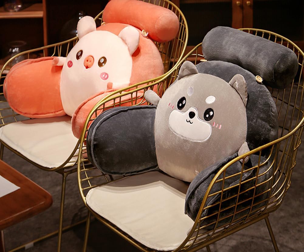 Cartoon Soft Bed Rest Reading Pillow Cute Sofa Lumbar Back Cushion Cute Bed Backrest Pillow with Arms Small Bolster (Cute Husky, 60×40cm/23.6"×15.7")