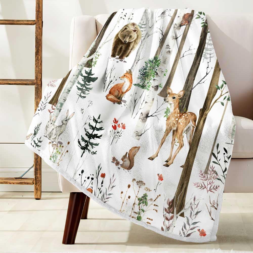 Rustic Cabin Throw Blanket, Super Fuzzy Hunting Camping Forest Blanket, Soft Cozy Plush Lightweight Wild Animal Bear Blanket for Couch, Sofa, Bed & Lazy Napping, Comfort for All-Season, 50X60inch
