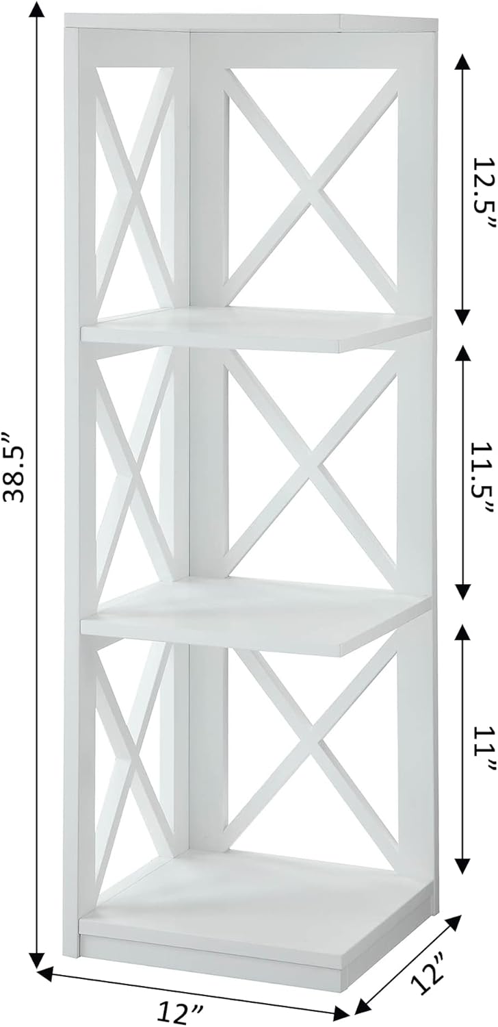 Convenience Concepts Oxford 3 Tier Corner Bookcase, White