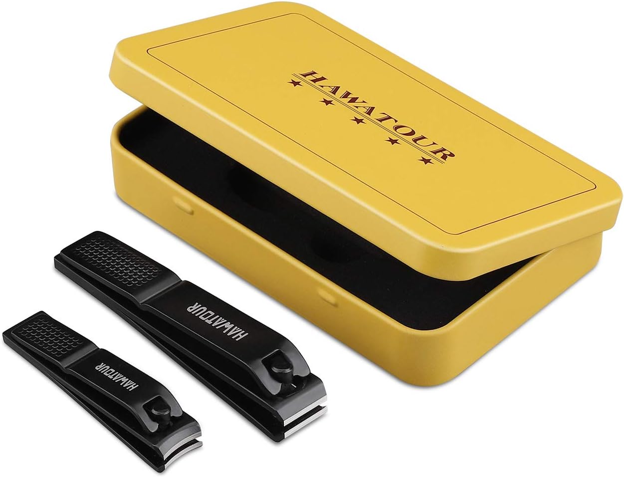HAWATOUR Nail Clippers Set, Ultra Sharp Sturdy Fingernail and Toenail Clipper Cutters with Visibly Tin Case, Black