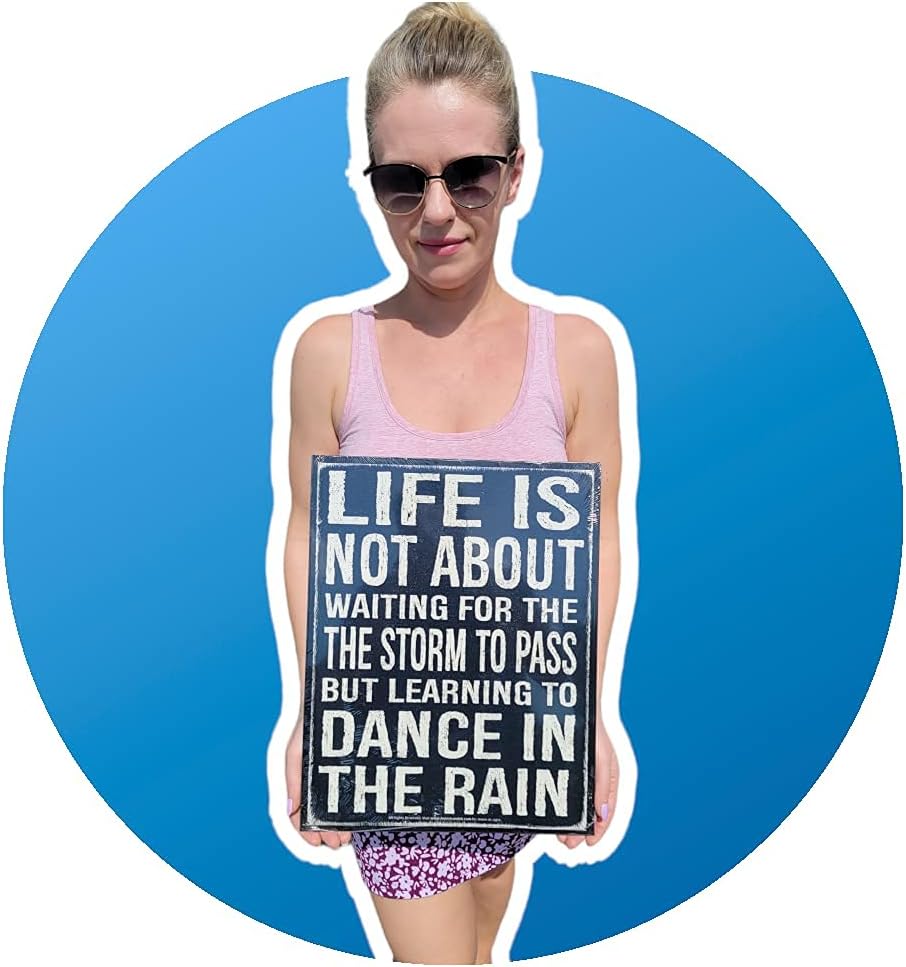 AMERICAN WIT Motivational Quote Metal Tin Wall Rusty Retro Looking Sign (16" x 12.5") (Life is Not About Waiting for The Storm to Pass But Learning to Dance in The Rain)