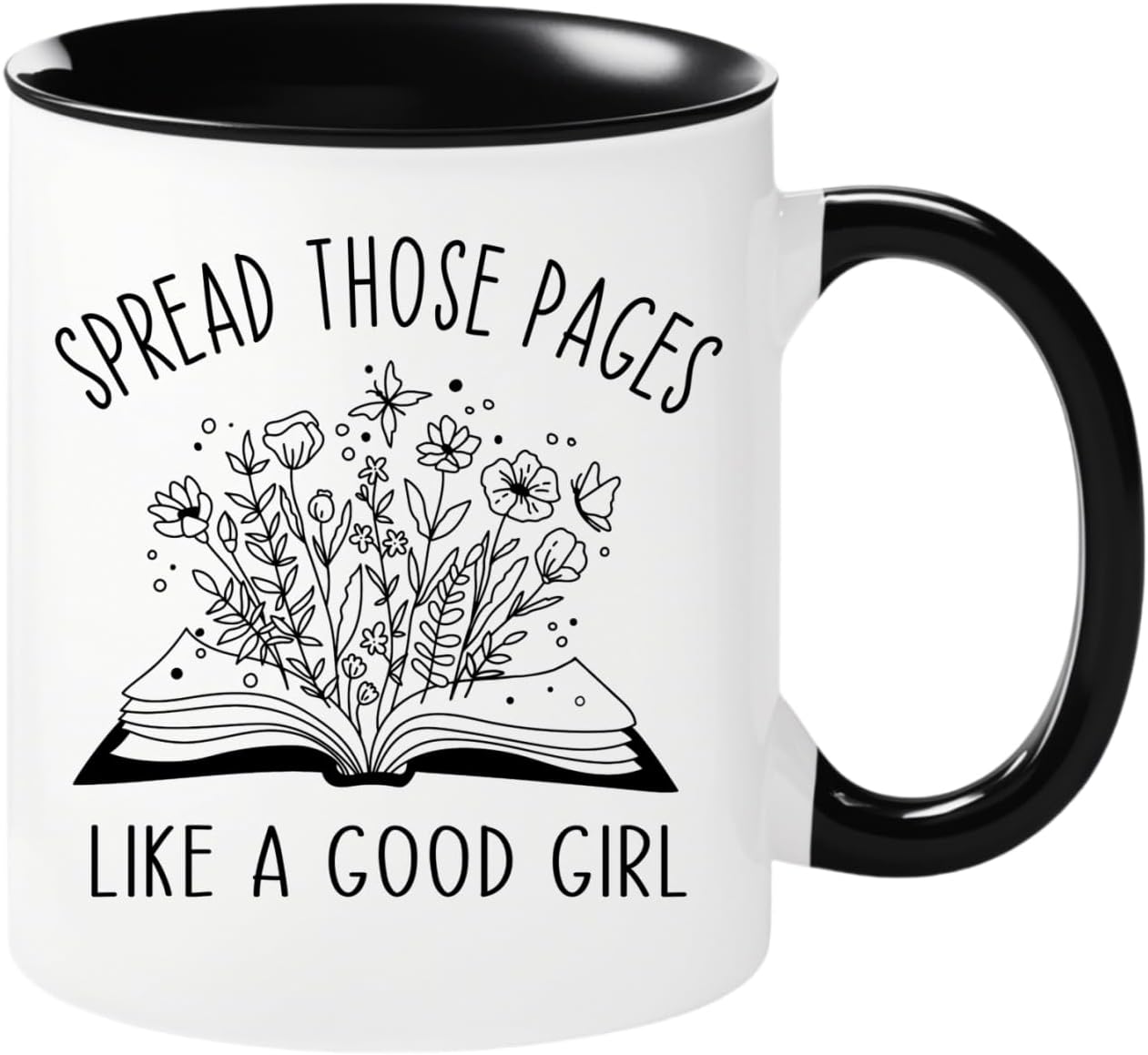 Book Lovers Mug, Bookish Smutty Spicy Reader Mug, Bookworm Novelty Girl Reading Gifts, Spread Those Pages Like A good girl Reader Cup, 11oz Ceramic Coffee Juice Smoothies Tea Cup