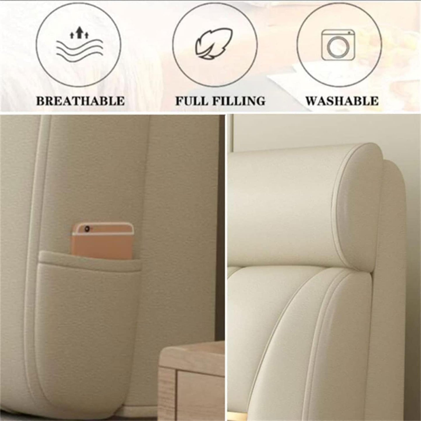 Large Upholstered Headboard PU Leather Backrest Pillow Headboard Bed Wedge for Bench Bedroom Anti-Collision Cushions(Size:No headboard 70.8"/180cm,Color:C)