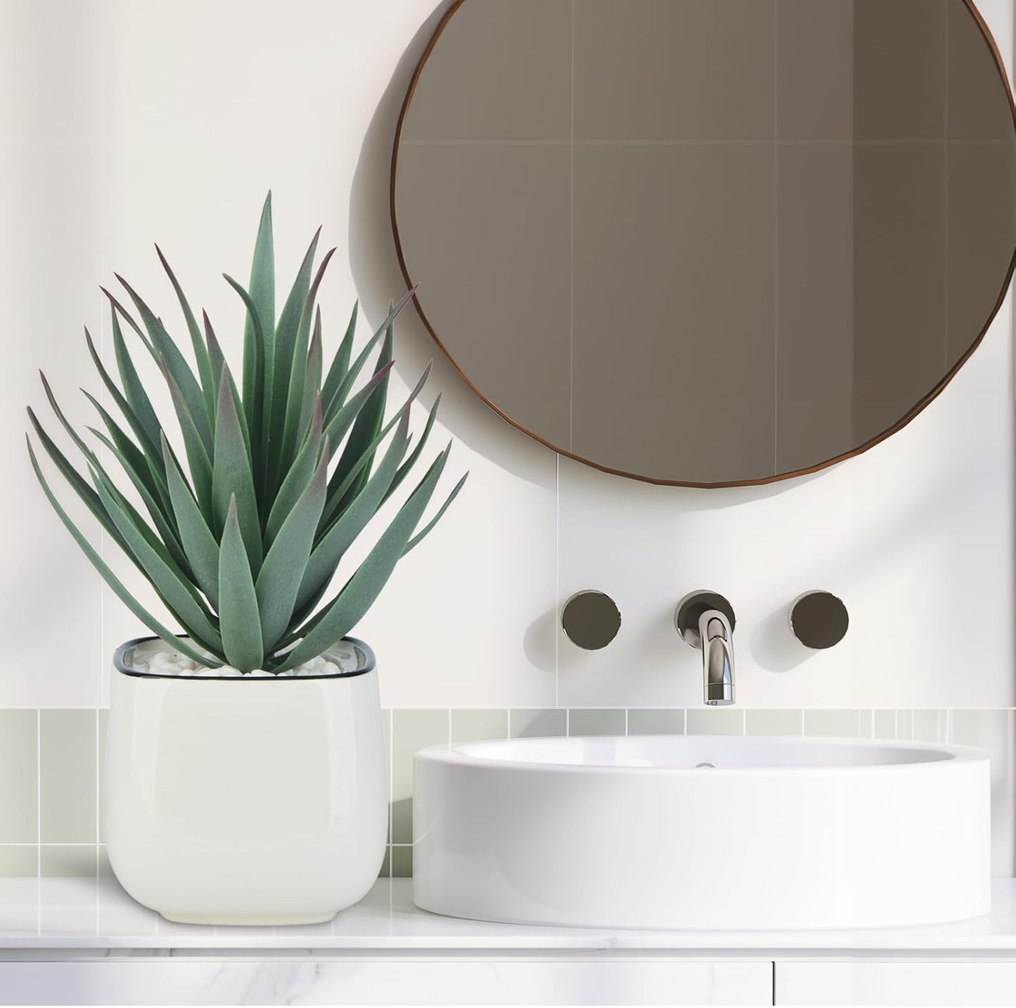 Artificial Succulents in Pots - Small Fake Plants Mini Succulent Agave Faux Plants Indoor for Boho Bathroom Decor, Bedroom, and Coffee Table Office Farmhouse Decoration