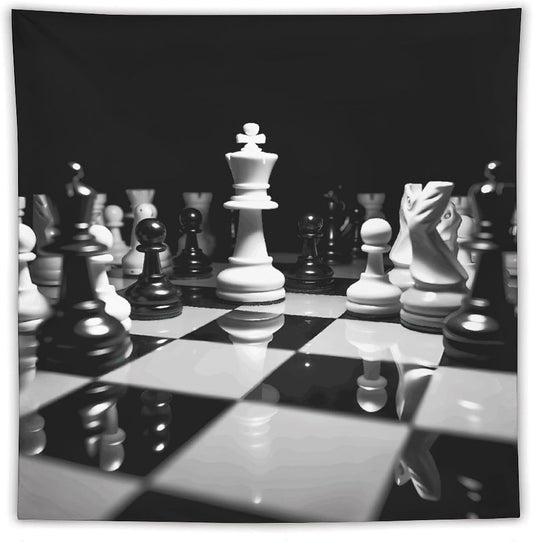 FodPand Black And White Chess Tapestry Anti-fading Wall Tapestry with Installation Kit Backdrop Banner Multipurpose Aesthetic Tapestries Boho Wall Art Hanging Decorative Blanket 60"x60"