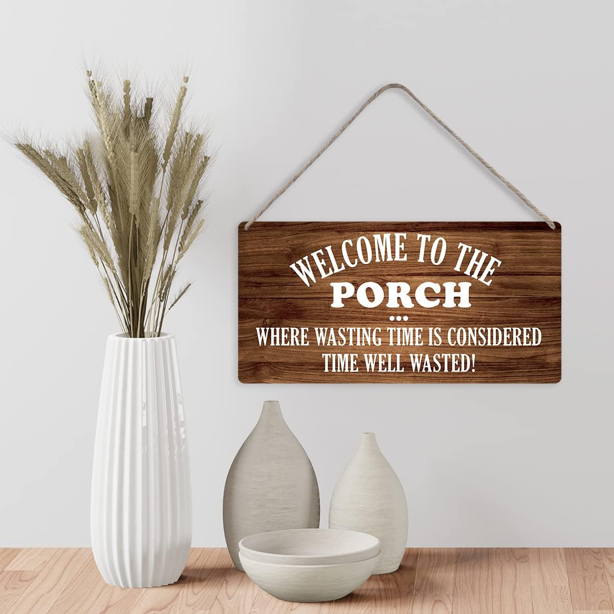 Country Style Wall Art Farmhouse Welcome to the Porch Wooden Signs Rustic Hanging Wall Plaque Sign Home Porch Outdoor Decor Present