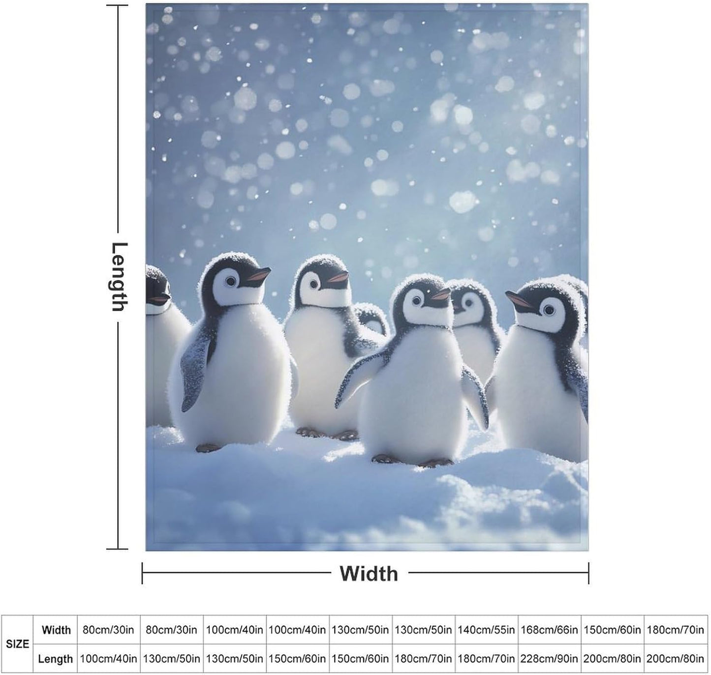 Penguins Snowy Printed Throw Blanket for Couch Bed Plush Cozy Fuzzy Flannel Blanket for All Season 30"x40"