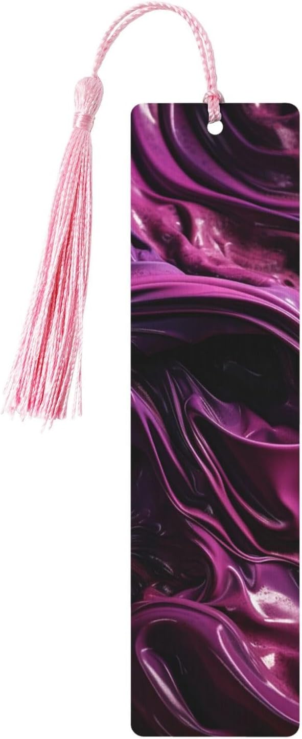Purple Pigment Bookmarks Gifts for Women Men, Wooden Bookmarks for Book Lovers, Vintage Book Marks Ornaments with Tassel, Unique Personalized Reading Page Markers Pink
