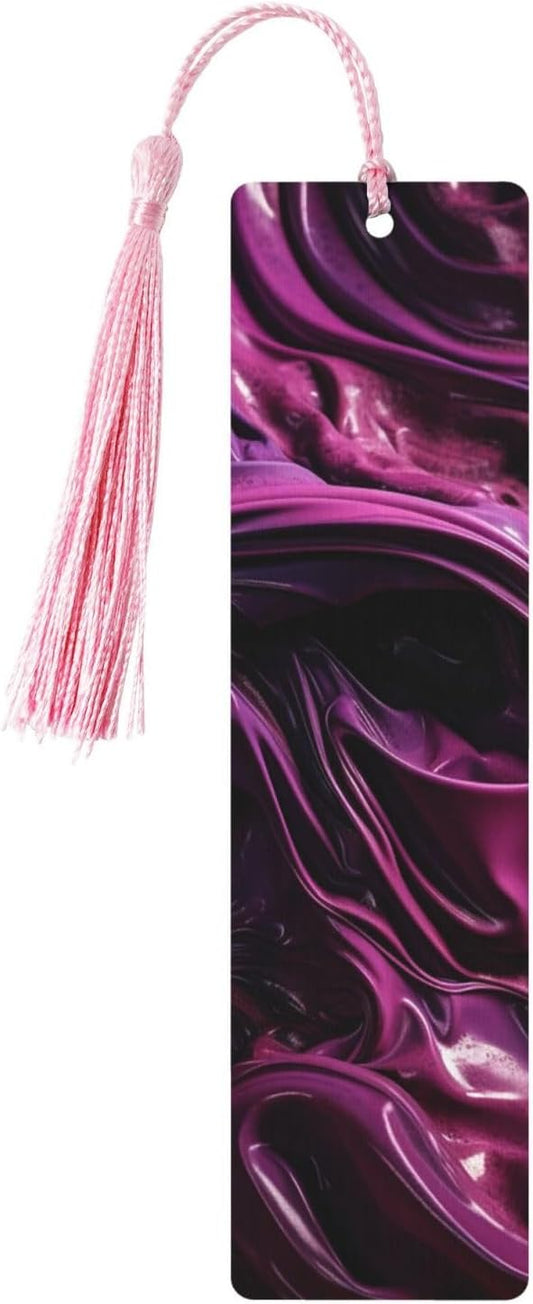 Purple Pigment Bookmarks Gifts for Women Men, Wooden Bookmarks for Book Lovers, Vintage Book Marks Ornaments with Tassel, Unique Personalized Reading Page Markers Pink