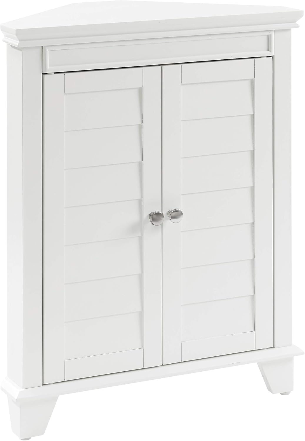 Crosley Furniture Lydia Corner Storage Cabinet and Bathroom Organizer with Shelves, White