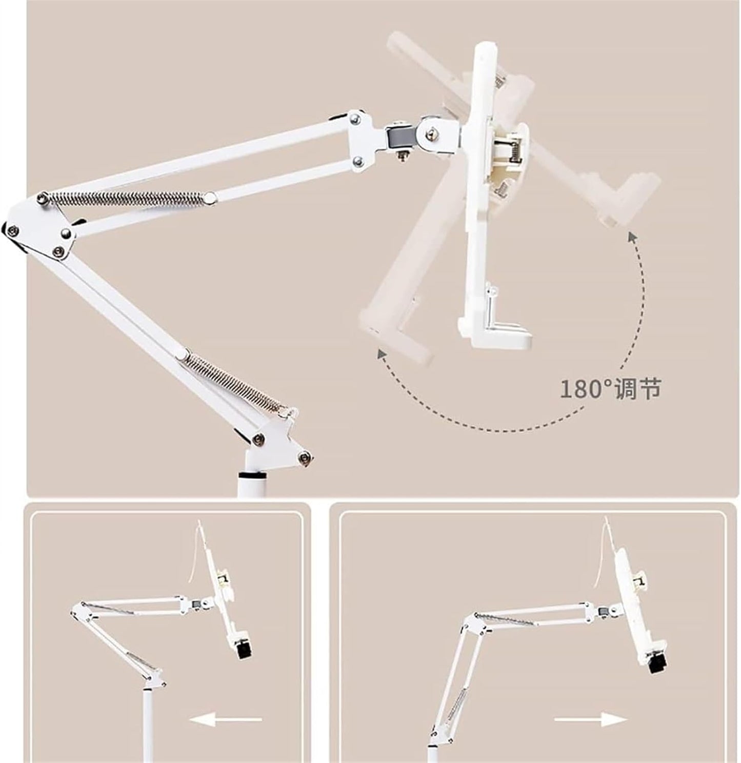 Floor Reading Stand Book Holder Adjustable Height Adjustable Cook Book Stand Floor Bracket Long Arm Table Bed Sheet Music Stand Multi Angle Rotation Floor Holder (Size : No lamp) (with lamp) ( )