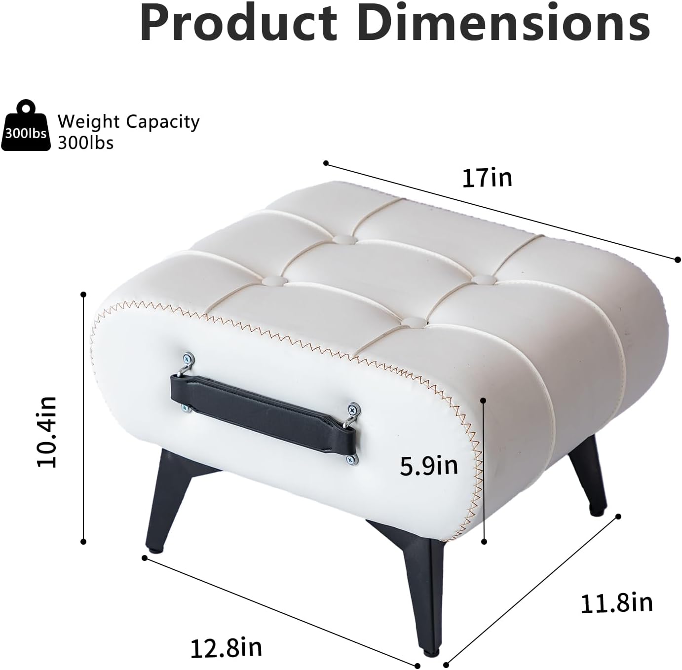 Small Footstool Ottoman - Stylish and Functional Faux Leather Footrest for Extra Seating in Living Room, Entryway, or Office