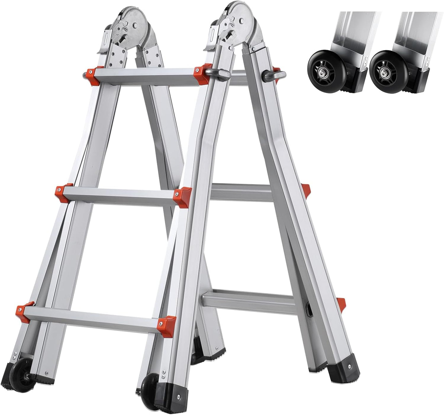 VEVOR 11 FT A-Frame Telescoping Ladder - Compact & Portable Aluminum Ladder, 330lb Load Capacity for Home, Roof, Stairs, Indoor & Outdoor Use