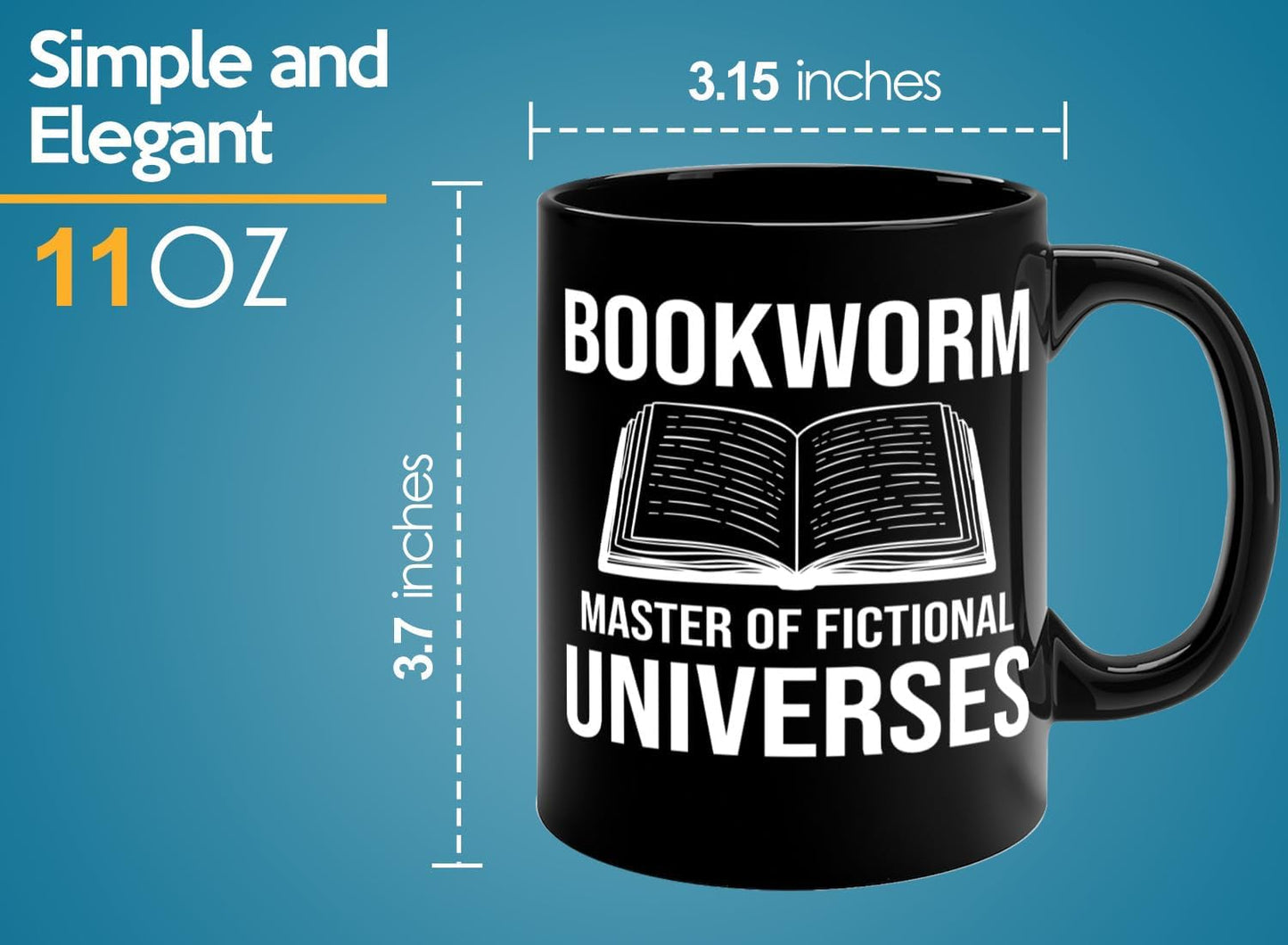 Book Lover Coffee Mug 11oz Black -Bookworm Master of - Bookworm Literature Library Book Lover Reader Booked Editor Intellectual Studious