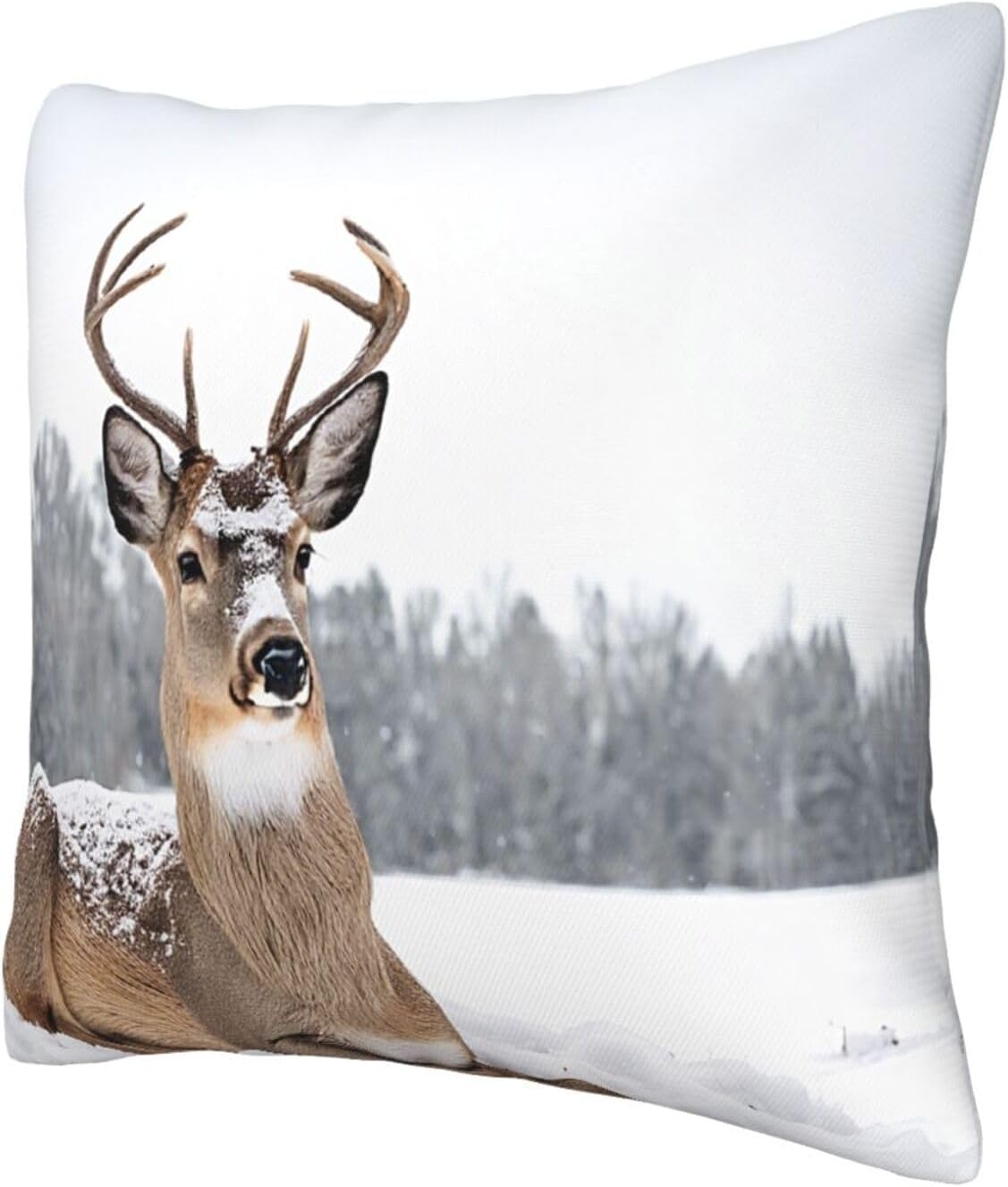 All-Season Square Pillow Covers 18"X18", Wild Deer, Decorative Throw Pillow Covers for Sofa Bed Couch, Hidden Zipper Cushion Cover, Square Lumbar & Accent Pillowcases for Home Decor