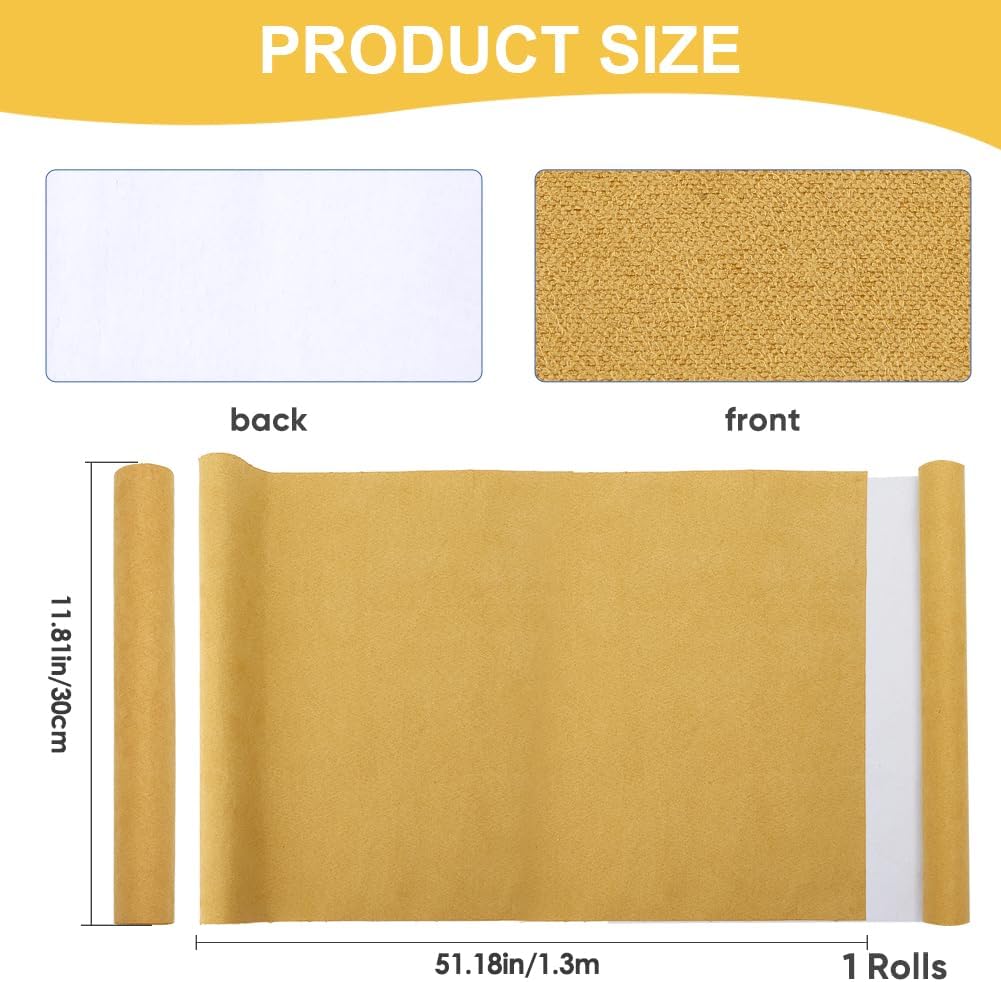 CRASPIRE 51 x 11.8 Suede Book Cloth Gold for A4-A8 Book Binding Fabric Surface Paper Backed Bookcover Album Scrapbooking Archival DIY Covering Protector Bookcloth Bookbinding Supplies