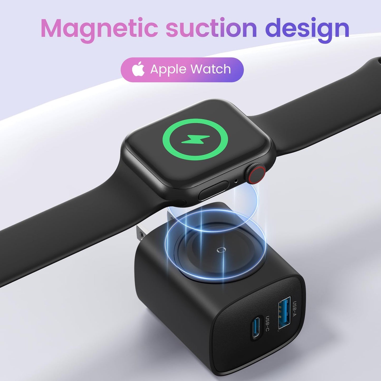 3-in-1 PD USB C Wall Charger Block, 20W Fast Charging Block, Charger for Apple Watch Series 11/10/9/8/7/6, for iWatch Ultra, Compatible with iPhone 16/16 Pro/iPhone 15, Black