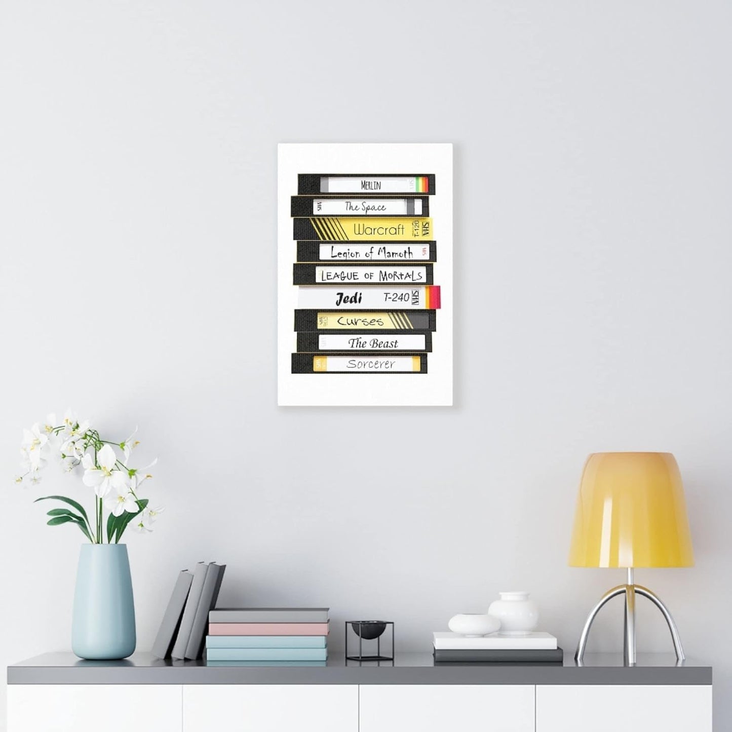 Personalized VHS Film Lovers Titles Poster Wall Art Bedroom Decor Customized Bookworm Canvas Library Room Wall Decor Unique Custom Bibliophile Name Framed Wall Art for Authors Writers (18x24 Poster)