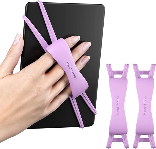 2 Pack Comfortable Hand Strap for Kindle and Tablets, Kindle Accessories for Reading in Bed, Secure and Lightweight Grip Holder for 4.7-8" Tablet/Paperwhite/Kobo/Oasis/E-Book/Phone (Lilac)