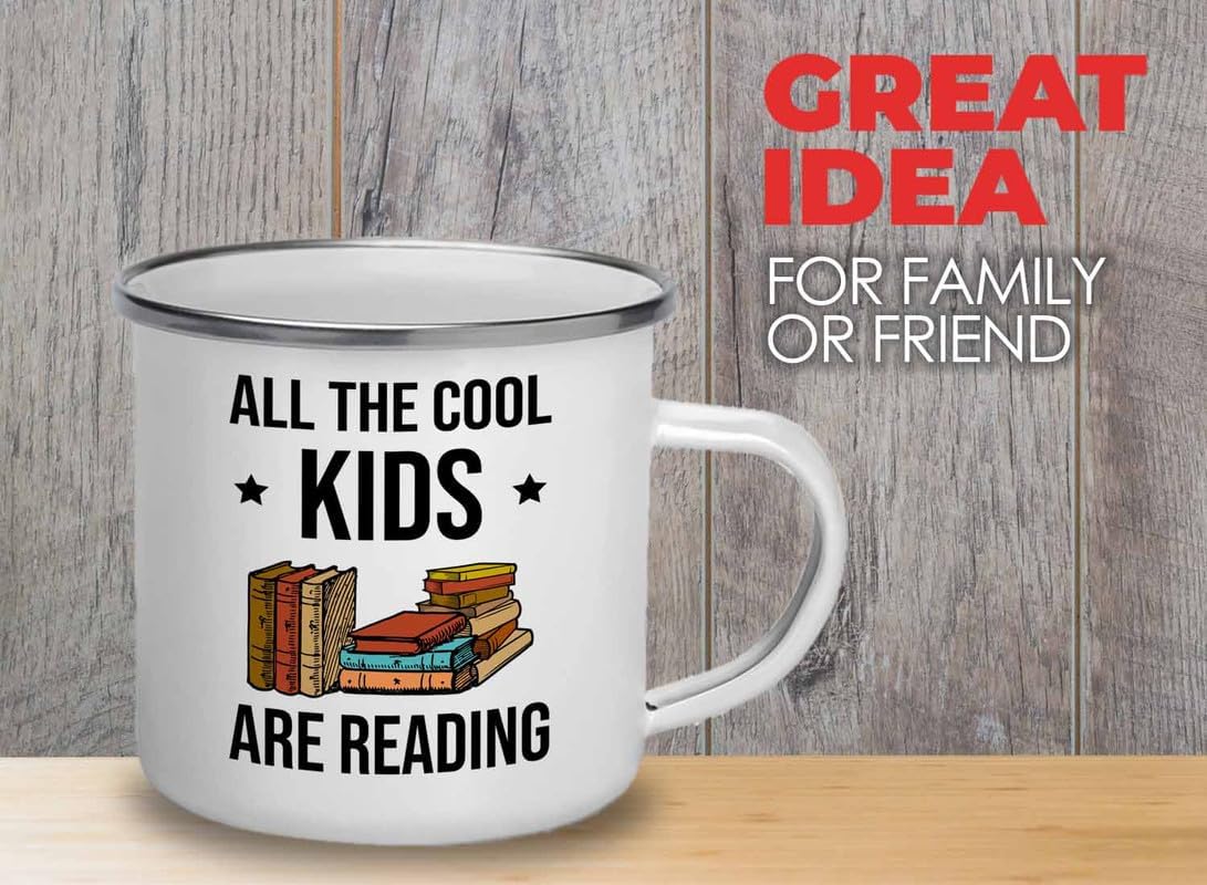 Reading Bookworm Camper Mug 12oz - All The Cool Kids Are Reading - Reading Reader Book Worm I Know Things Book Addict Book Lover Bookish Novelist Librarian Writer