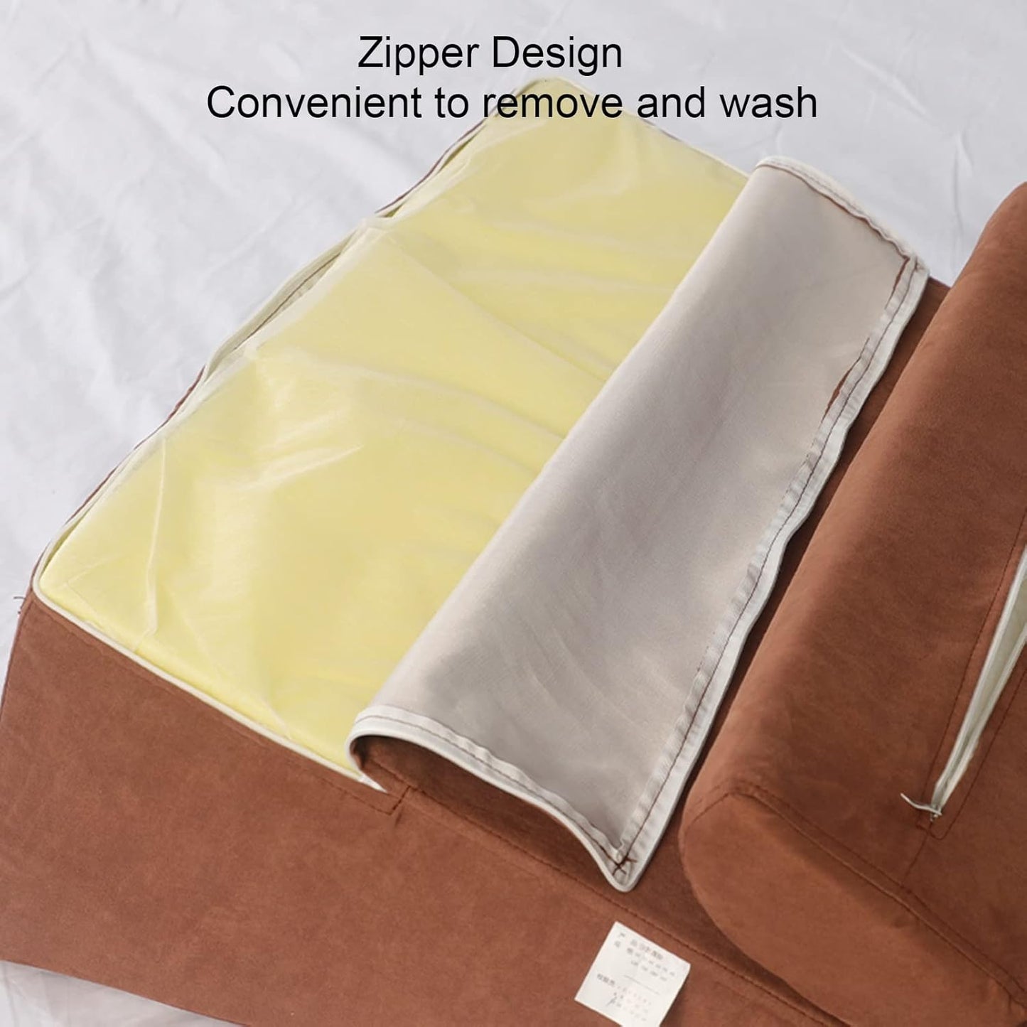Triangle Memory Foam Pillow Bedside Half-Lying Cushions Bed Lumbar Support Backrest for Rest Reading Relief Pain Removable Cover (Color : Gray Size : 65X60X30CM) (Brown 65X60X30CM)