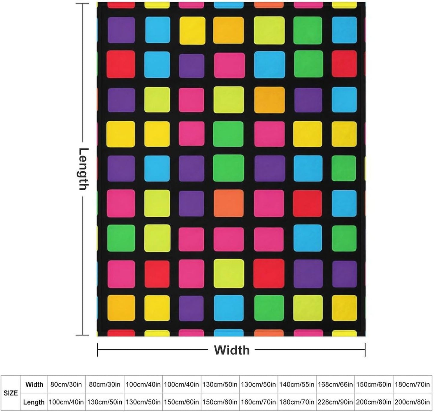 Abstract Colorful Squares Throw Blanket for Couch Bed Plush Cozy Fuzzy Flannel Blanket for All Season 40"x50"