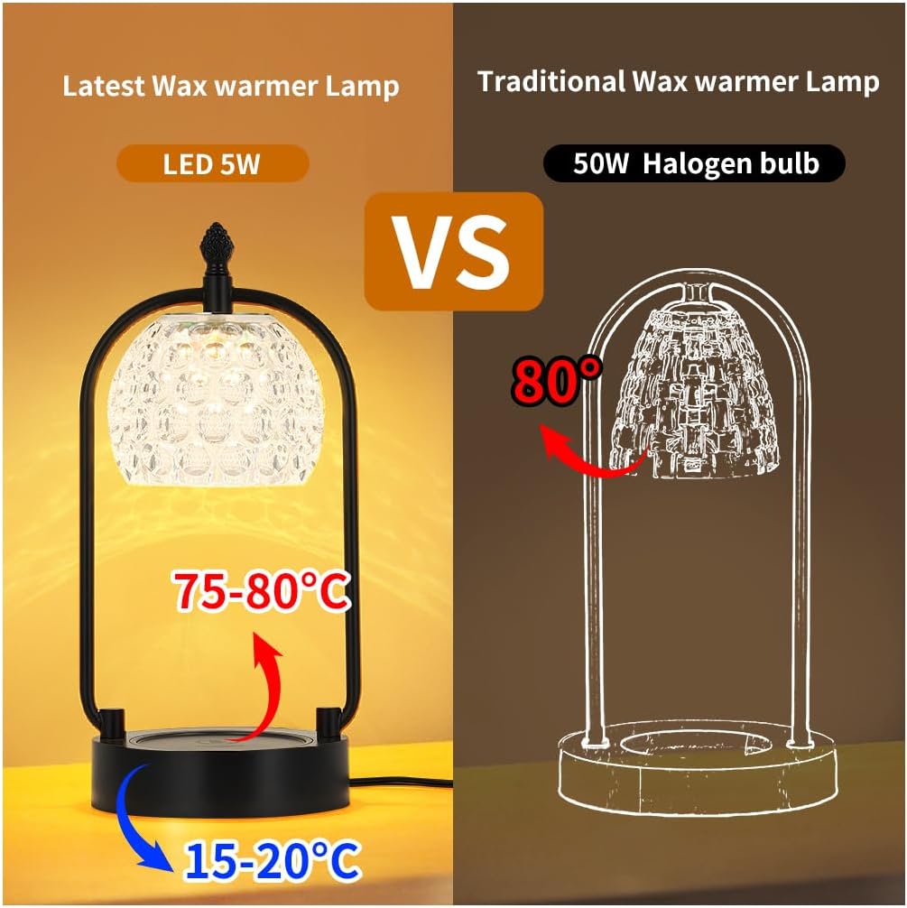 Candle Warmer Lamp with led Color Changing, Electric Candle Lamp Warmer wtih Timer Candle Warmer Gifts for Mom Bedroom Home Decor (Double Pole-Blcak)